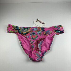 Jessica Simpson Side-Shirred Hipster Bottoms Women's XL Lip‎ Gloss Floral Beach